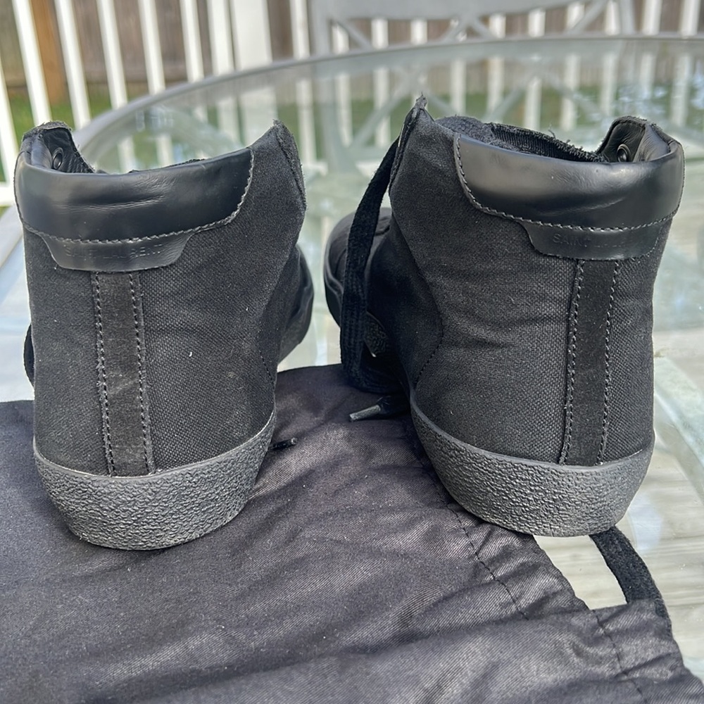 (SOLD) SAINT LAURENT SL/06 M Black Canvas and leather  distressed Sneakers - Picture 9 of 15